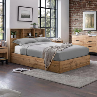 Bali Lift-Up Ottoman Storage Bed, Light Oak