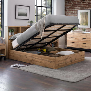 Bali Lift-Up Ottoman Storage Bed, Light Oak