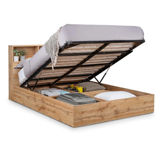 Bali Lift-Up Ottoman Storage Bed, Light Oak