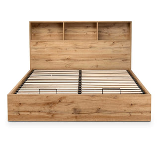Bali Lift-Up Ottoman Storage Bed, Light Oak