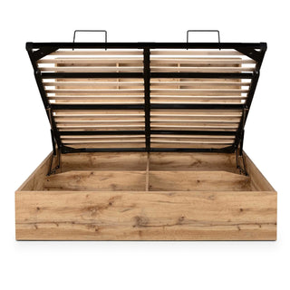 Bali Lift-Up Ottoman Storage Bed, Light Oak