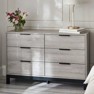 Bali 6 Drawer Wide Chest – Grey Oak