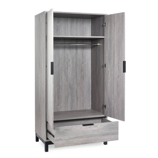 Bali 2 Door 1 Drawer Wardrobe - Grey Oak