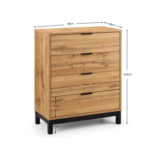 Bali 4 Drawer Chest - Oak Finish