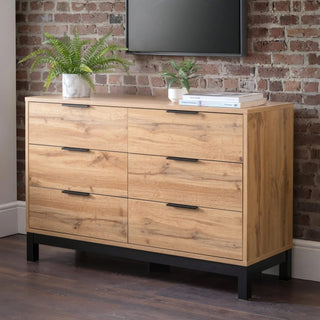 Bali 6 Drawer Wide Chest – Oak Finish