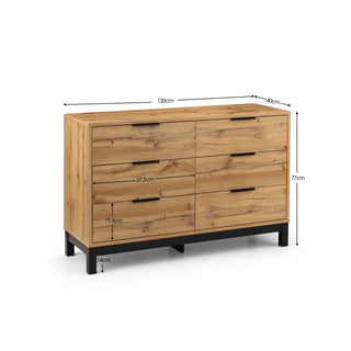 Bali 6 Drawer Wide Chest – Oak Finish