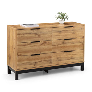 Bali 6 Drawer Wide Chest – Oak Finish