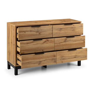 Bali 6 Drawer Wide Chest – Oak Finish