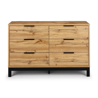 Bali 6 Drawer Wide Chest – Oak Finish
