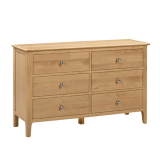 Cotswold 6 Drawer Wide Chest, Oak Wood