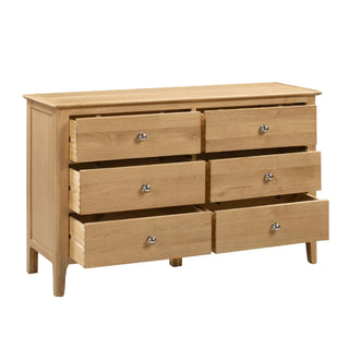 Cotswold 6 Drawer Wide Chest, Oak Wood
