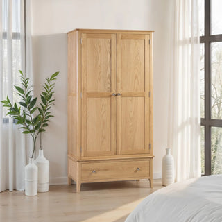 Cotswold 2 Door 1 Drawer Wardrobe - Oak Wood