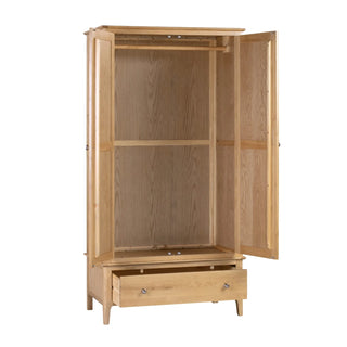 Cotswold 2 Door 1 Drawer Wardrobe - Oak Wood