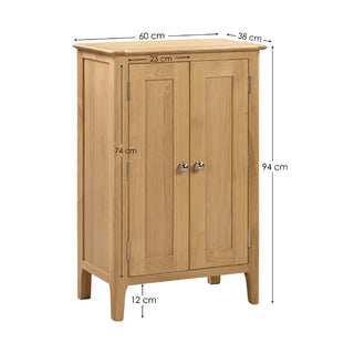 Cotswold Shoe Storage Cupboard, Oak Wood