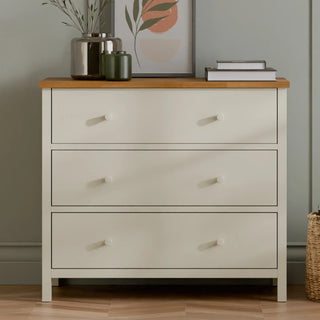 Coxmoor 3 Drawer Wooden Chest – White and Oak Finish