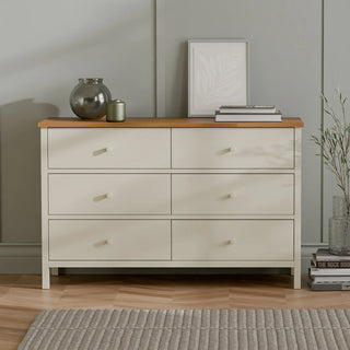 Coxmoor 6 Drawer Wooden Chest - White and Oak
