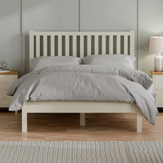 Coxmoor Bed, Oak Wood in Ivory & White