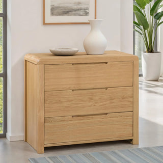 Curve 3 Drawer Chest – Oak Wood