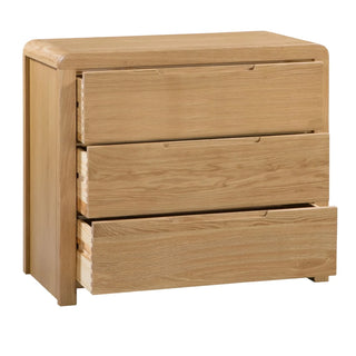 Curve 3 Drawer Chest – Oak Wood