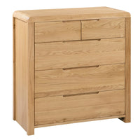 Curve 3+2 Drawer Chest, Oak Wood