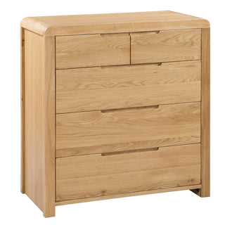 Curve 3+2 Drawer Chest, Oak Wood