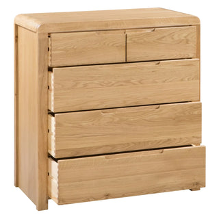 Curve 3+2 Drawer Chest, Oak Wood