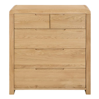 Curve 3+2 Drawer Chest, Oak Wood