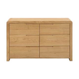 Curve 6 Drawer Wide Chest, Oak Wood