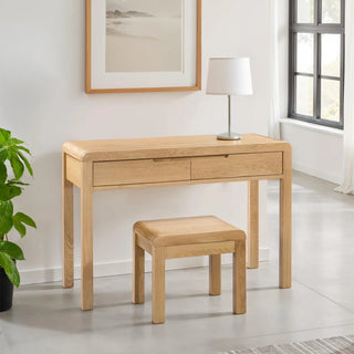 Curve 2 Drawer Dressing Table & Stool - Oak Woo