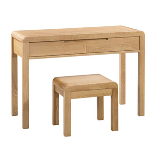 Curve 2 Drawer Dressing Table & Stool - Oak Woo