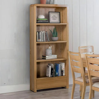 Curve Tall Bookcase, Oak Wood