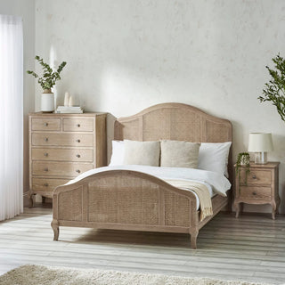 Fleur Rattan Bed, Solid Wood