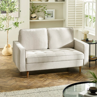 Henrietta 2-Seater Sofa in Beige Linen