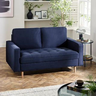 Henrietta 2-Seater Sofa in Deep Blue Linen