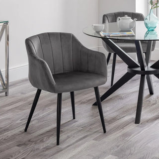 Set of 2 Hobart Scalloped Dining Chairs – Grey