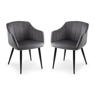 Set of 2 Hobart Scalloped Dining Chairs – Grey