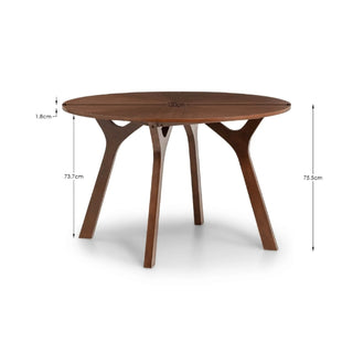 Huxley 4 Seater Round Dining Table – Walnut