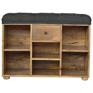 Black Tweed Shoe Storage Bench – Mango Wood