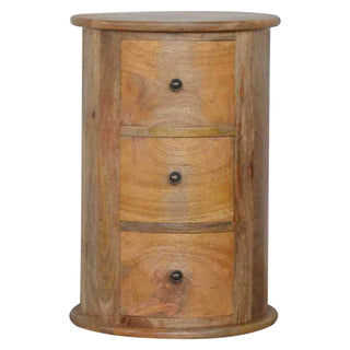 Oak Finish Drum Chest – 3 Drawer