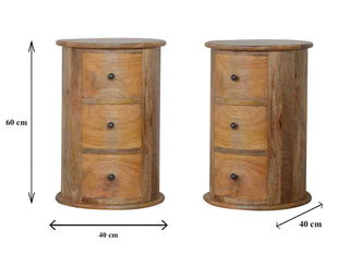 Oak Finish Drum Chest – 3 Drawer