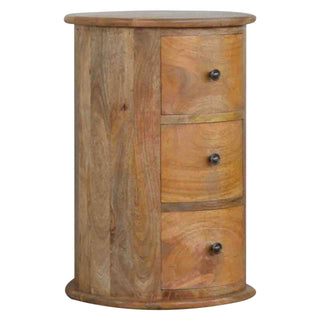 Oak Finish Drum Chest – 3 Drawer