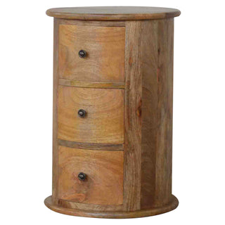 Oak Finish Drum Chest – 3 Drawer