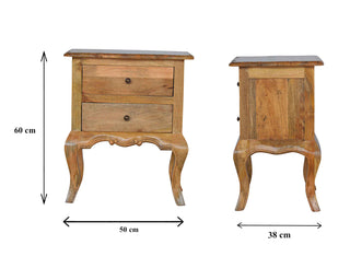 Mango Wood Cabriole Leg Bedside Table