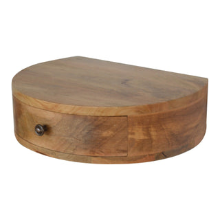Rounded Floating Bedside Table in Oak Finish