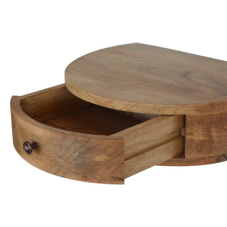 Rounded Floating Bedside Table in Oak Finish