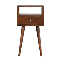 Narrow Bedside Table in Chestnut Finish