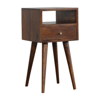 Narrow Bedside Table in Chestnut Finish