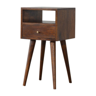 Narrow Bedside Table in Chestnut Finish