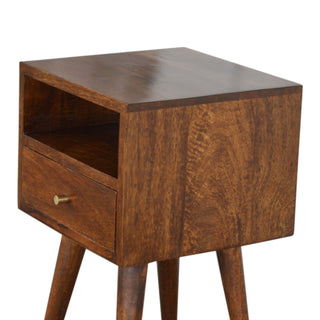 Narrow Bedside Table in Chestnut Finish
