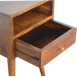 Narrow Bedside Table in Chestnut Finish